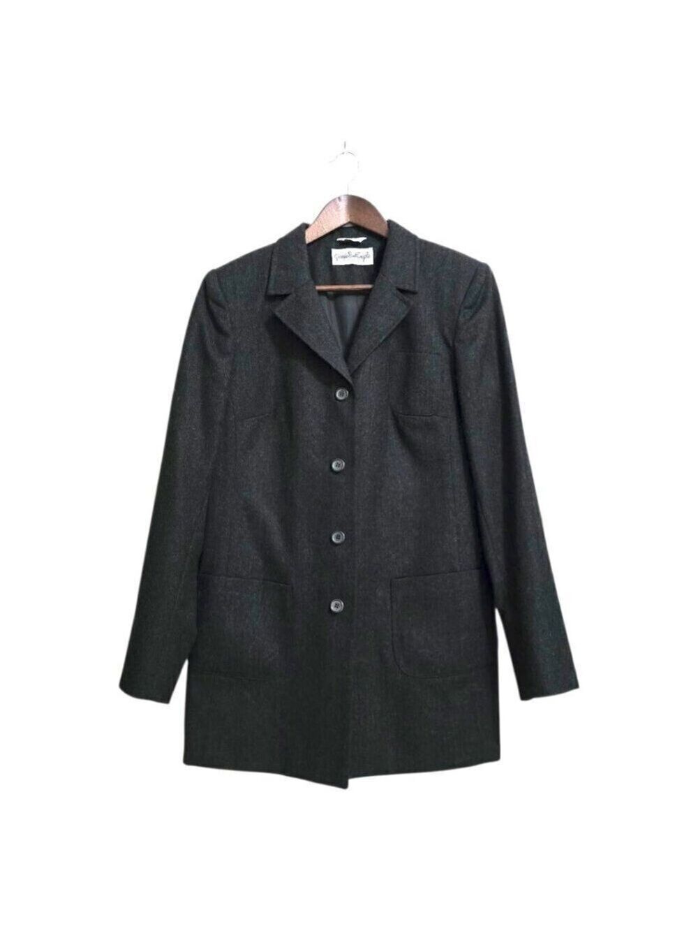 Giorgio Sant Angelo Vintage Gray New Pure Wool Long Blazer Sz 8
